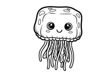 Cute jellyfish smiling underwater vector illustration preview picture