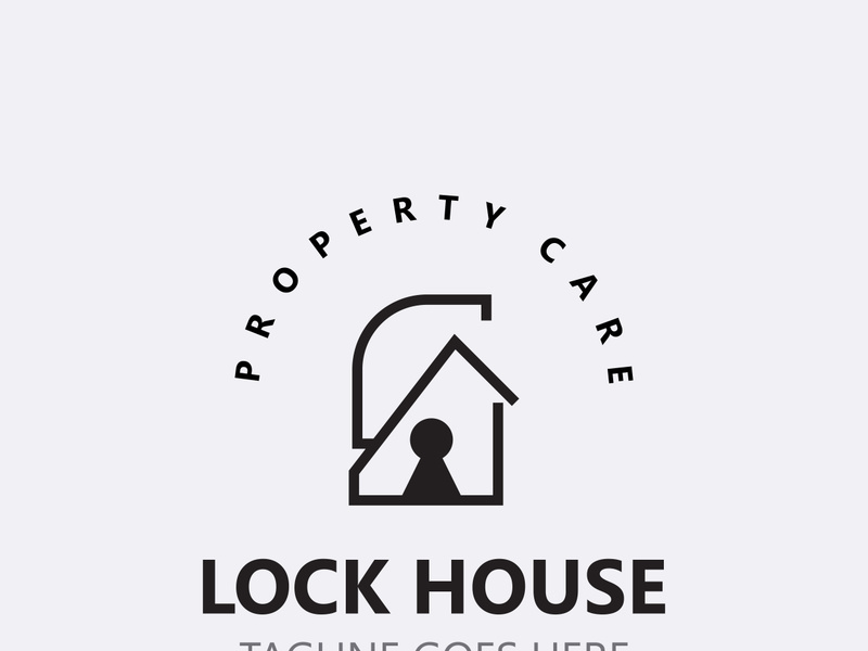 Lock House secure logo design, smart key home vector concept template