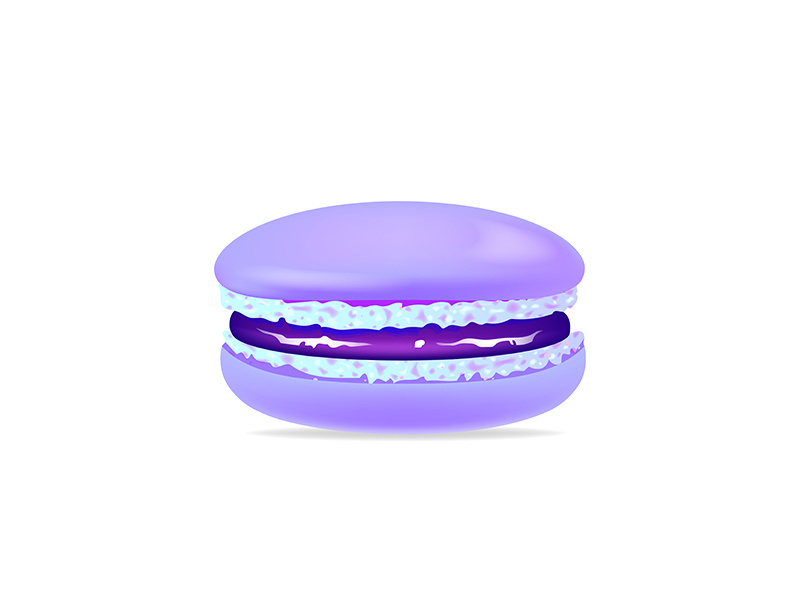 Macaroon, blueberry jam cookie realistic vector illustration