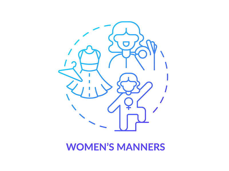 Women manners blue gradient concept icon