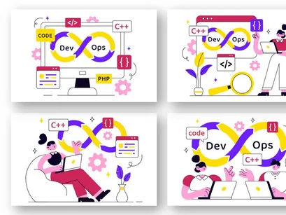 10 DevOps Vector Illustration