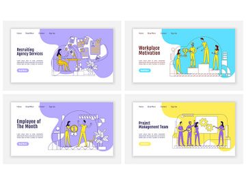 HR management landing page flat silhouette vector template preview picture