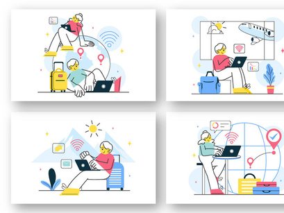 10 Digital Nomad Lifestyle Illustration