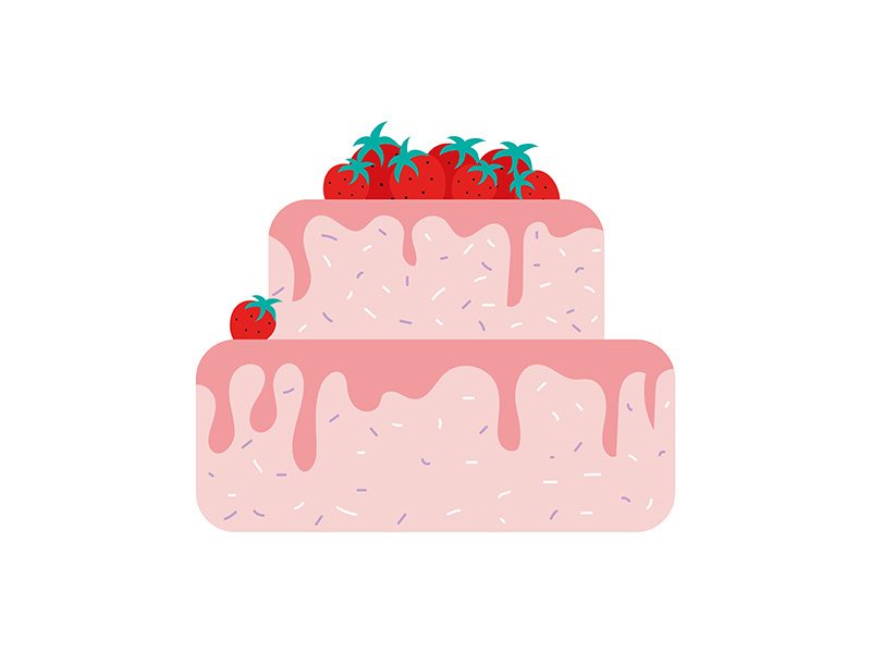 Strawberry cake semi flat color vector object