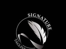 Feather and signature logo design minimalist business symbol sign template illustration