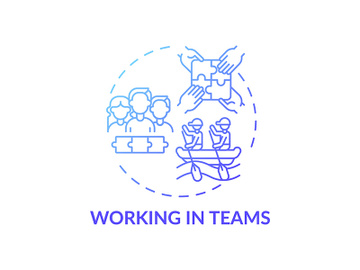 Working in teams blue gradient concept icon preview picture