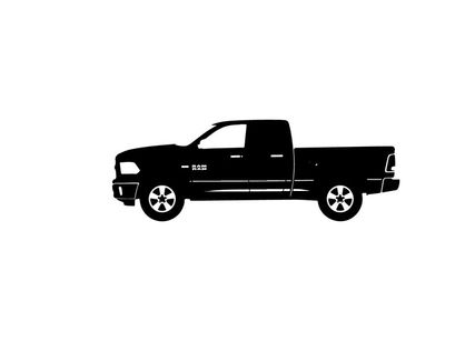 Silhouette of a black pickup truck with a single cab and long bed