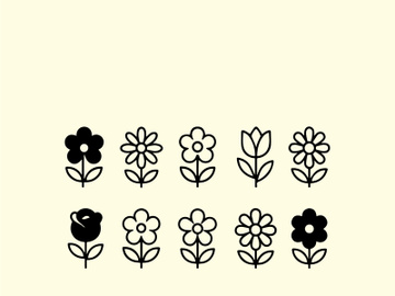 10 flowers black icon preview picture