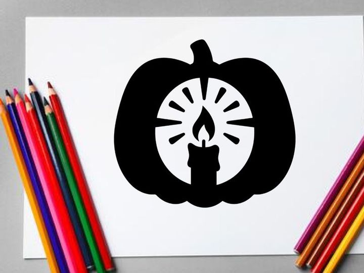 Silhouette labu dengan lilin di dalamnya untuk dekorasi Halloween