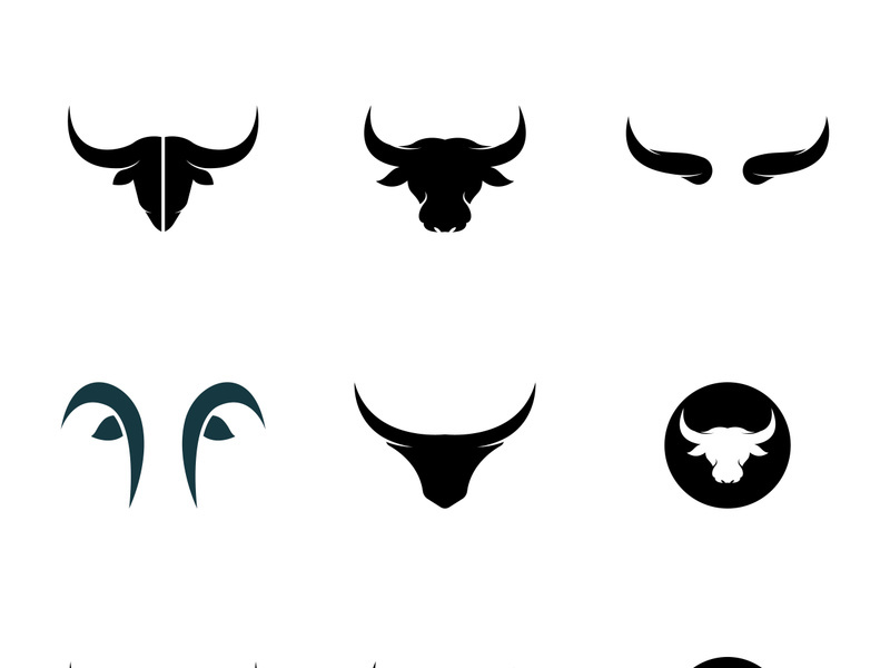 Retro vintage bull head horns logo design.