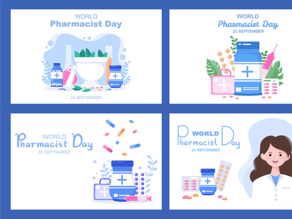 15 World Pharmacists Day Vector Illustration