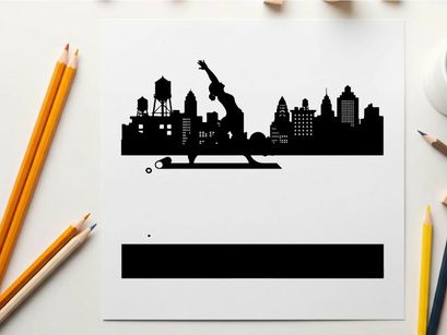 Silhouette of a man dancing in the city at sunset