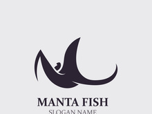 Manta fish or stingray logo design vector vintage illustration skate fish ocean
