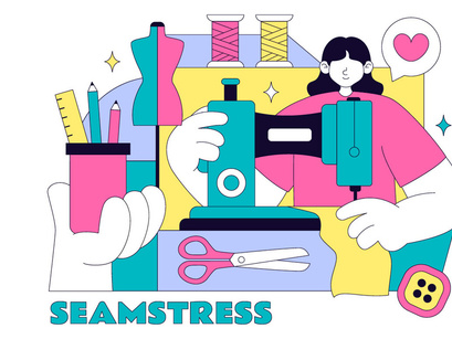 10 Seamstress Vector Illustration