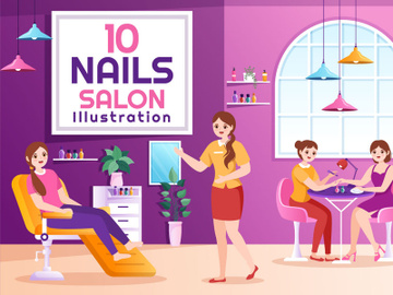 10 Nail Polish Salon Illustration preview picture