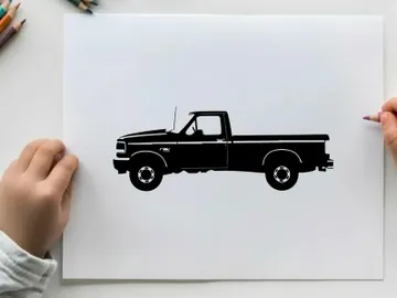 Silhouette of a classic pickup truck with a single cab preview picture