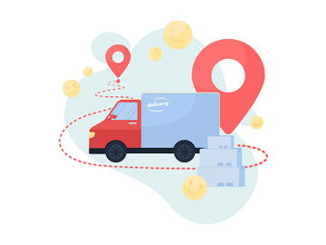 Delivery truck flat concept vector illustration preview picture