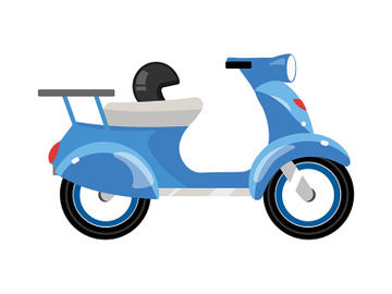 Blue motor scooter semi flat color vector object preview picture
