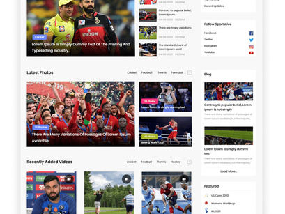 Sports Live Score, News, Streaming and Blog Website Template