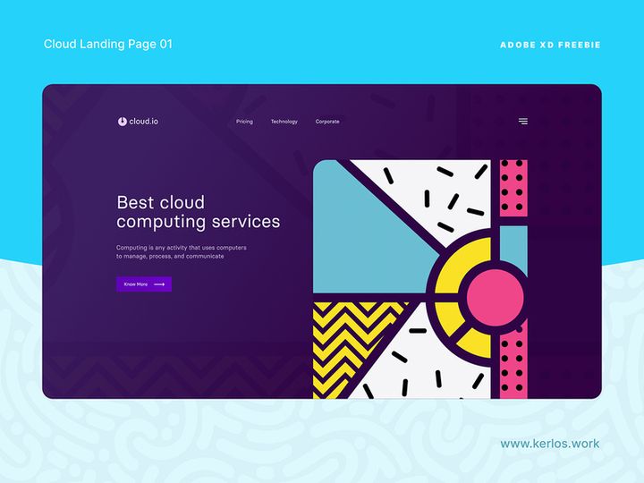 Cloud Landing Page XD Freebie
