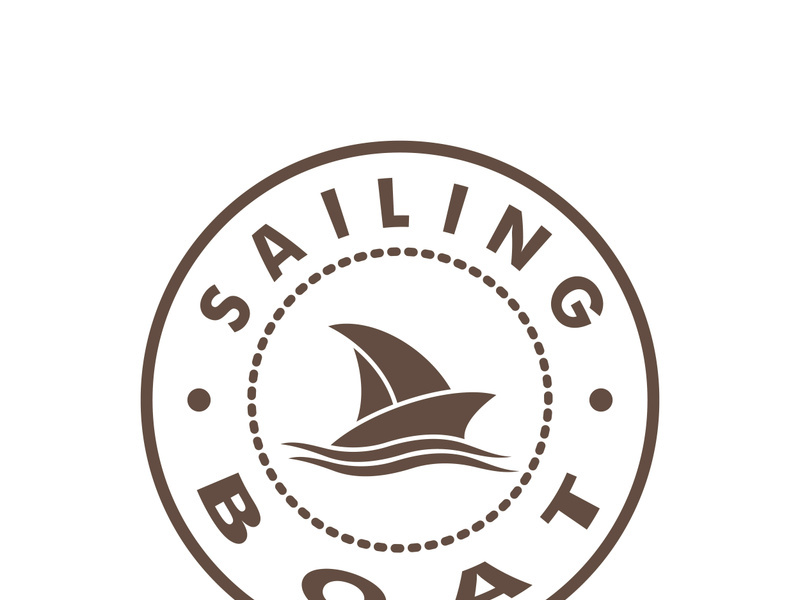 Sailboat boat on sea ocean wave with logo design simple ship