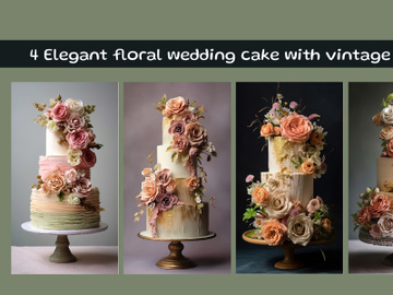 Elegant floral wedding cake with vintage stand preview picture