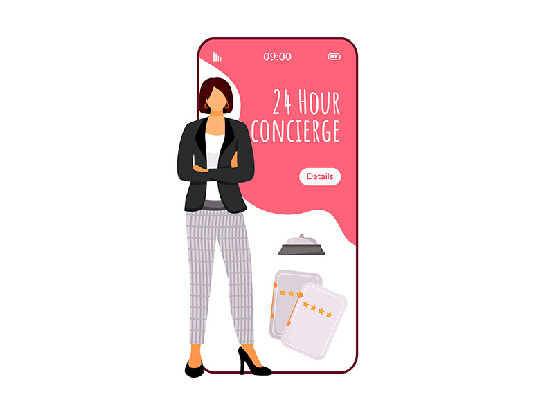 Concierge cartoon smartphone vector app screen