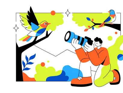 6 Bird Watching Vector Illustration