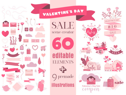Valentine's Day Sale Editable Vector Scene Creator