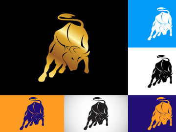 Bull logo design template, Animal logo design vector icon illustration preview picture