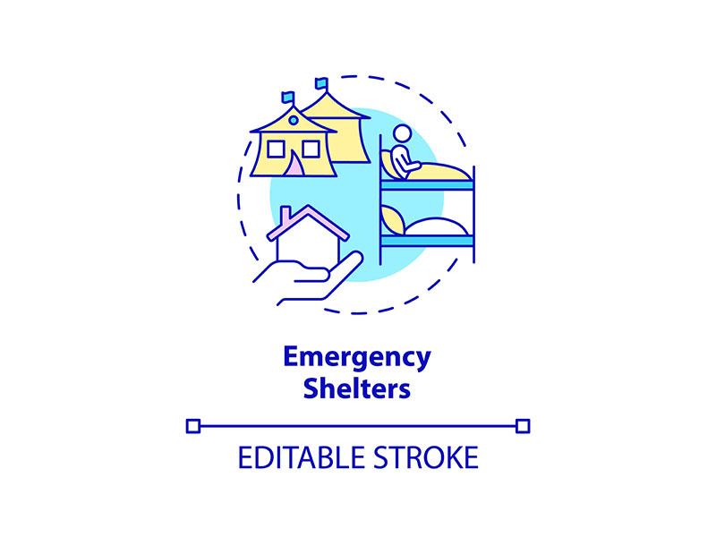 Emergency shelter concept icon
