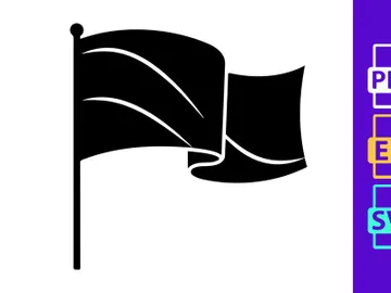 Black pirate flag waving on white background minimal design preview picture