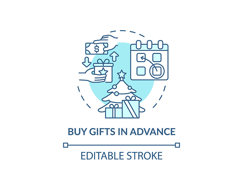 Buying gifts in advance concept icon