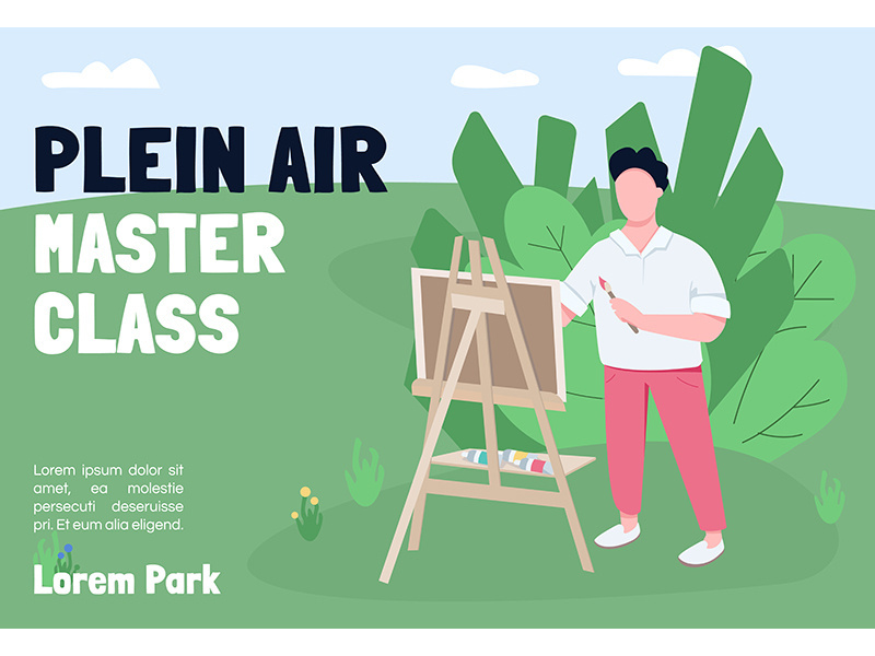 Plein air master class banner flat vector template