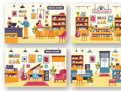 10 Music Store Illustration