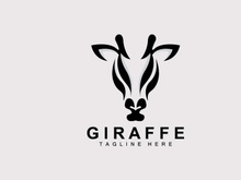 Giraffe Logo Design, Giraffe Head Vector Silhouette, High Neck Animal, Zoo, Tattoo Illustration, Product Brand