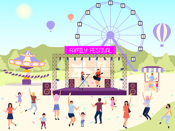 Family festival activities flat vector illustration preview picture
