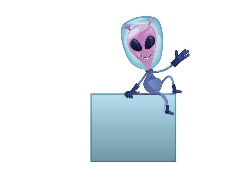 Friendly alien flat cartoon vector illustration