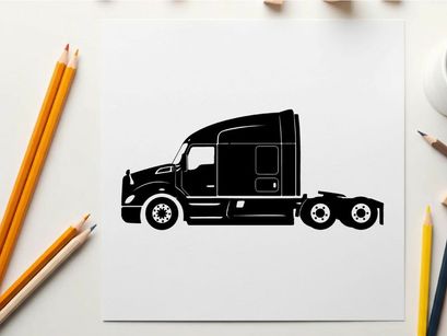 Silhouette of a semi truck with sleeper cabin