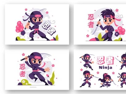 12 Ninja Shinobi Illustration