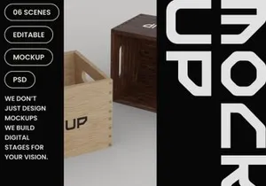 Wooden Fruit Crate Mockup