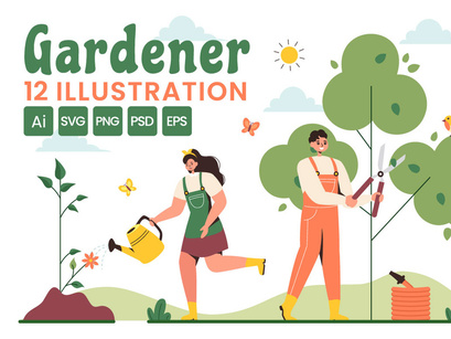 12 Summer Gardener Illustration