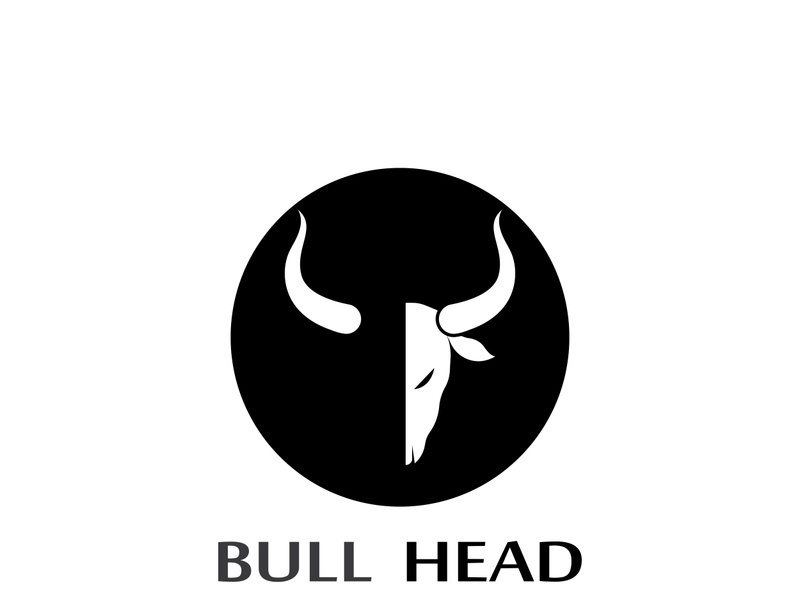 Retro vintage bull head horns logo.