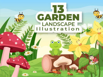 13 Beautiful Garden Landscape Cartoon Background Illustration preview picture
