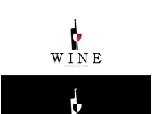 Wine logo with wine glasses and bottles.for night clubs,bars,cafe and wine shops.
