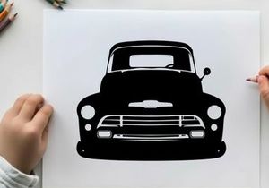 Silhouette of a classic chevrolet truck from the front view