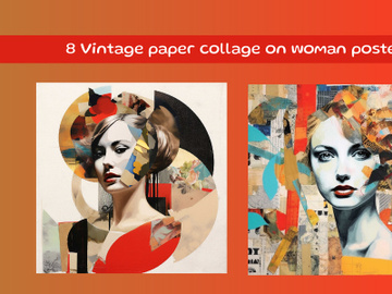 Vintage paper collage on woman poster preview picture