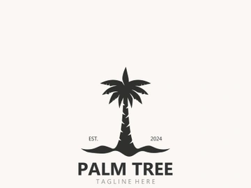 Palm tree simple and modern premium logo design. abstract icon palm beach illustration preview picture