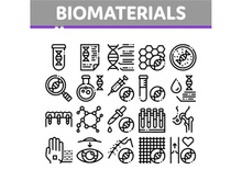 Biomaterials Collection Elements Vector Icons Set
