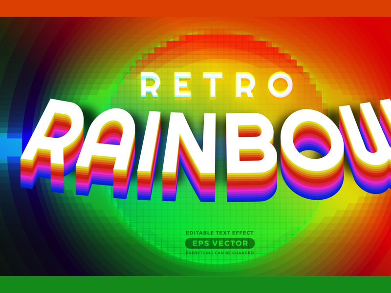 Rainbow retro editable text effect style with vibrant theme realistic neon light concept for trendy flyer, poster and banner template promotion